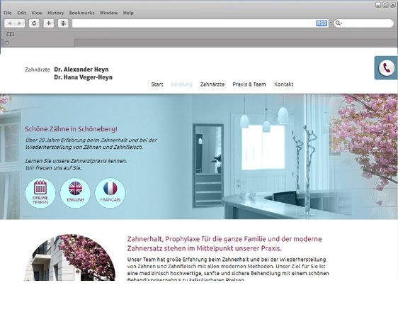 Homepage für Zahnarztpraxis