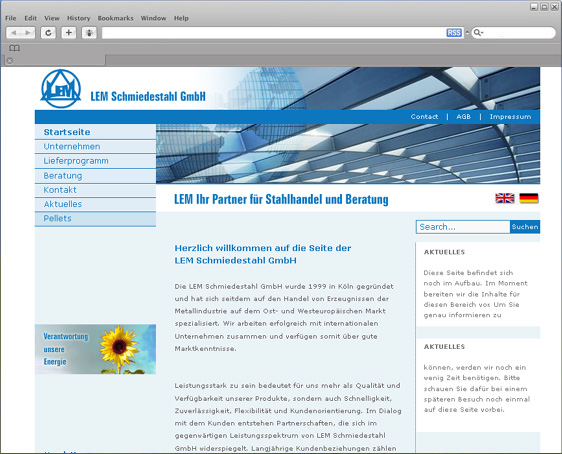 Webdesign für Stahlhandel